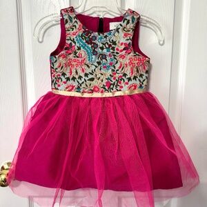 A.T.U.N. Girls Embroidered and Tulle Princess Dress/Vibrant Multi Color/Sz 4-5Y